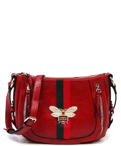Queen Bee Stripe Saddle Crossbody Bag DL2768B RED